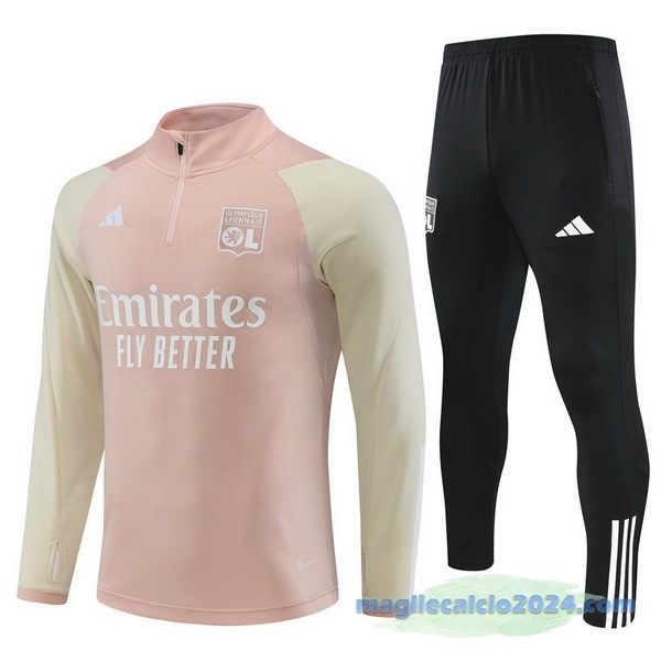 Set Completo Sudadera Formazione Bambino Lyon 2023 2024 Rosa Nero Poco Prezzo