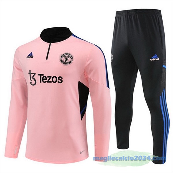 Set Completo Sudadera Formazione Bambino Manchester United 2022 2023 Rosa I Nero Poco Prezzo