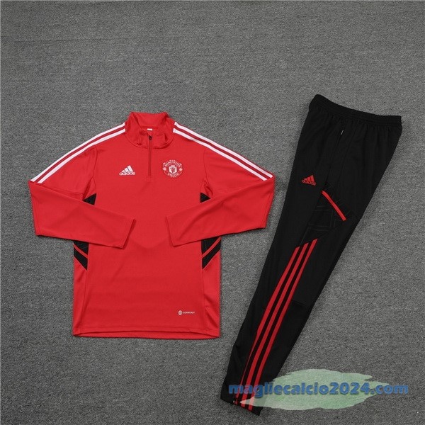 Set Completo Sudadera Formazione Bambino Manchester United 2022 2023 Rosso Nero Poco Prezzo
