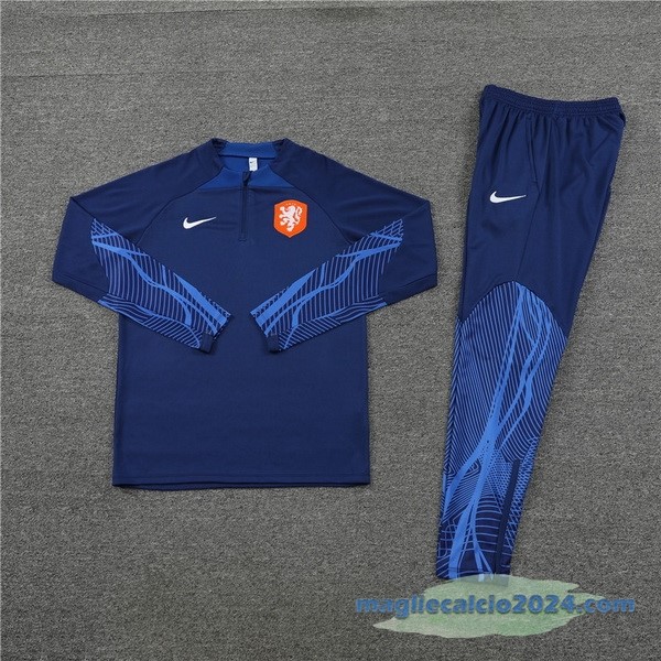 Set Completo Sudadera Formazione Bambino Paesi Bassi 2022 III Azul Poco Prezzo