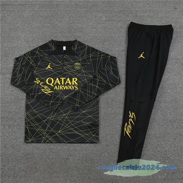 Set Completo Sudadera Formazione Bambino Paris Saint Germain 2023 2024 Nero II Giallo Poco Prezzo