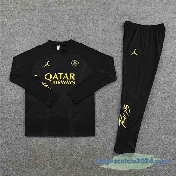 Set Completo Sudadera Formazione Bambino Paris Saint Germain 2023 2024 Nero I Giallo Poco Prezzo
