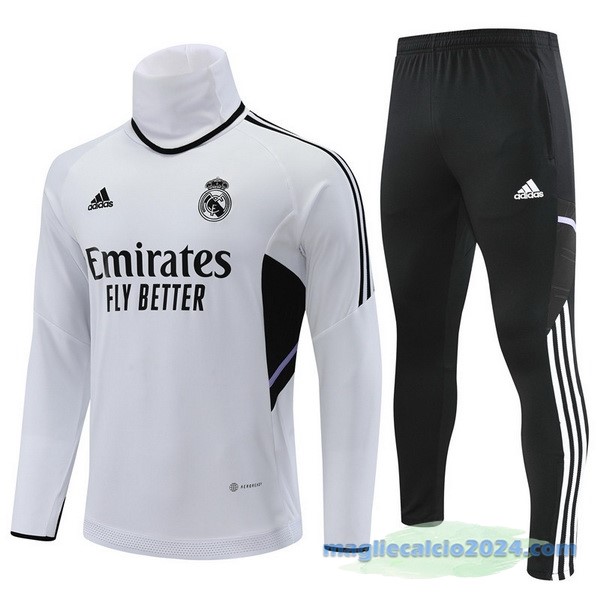 Set Completo Sudadera Formazione Bambino Real Madrid 2022 2023 Bianco Nero Poco Prezzo