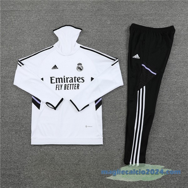 Set Completo Sudadera Formazione Bambino Real Madrid 2022 2023 Bianco Nero Poco Prezzo