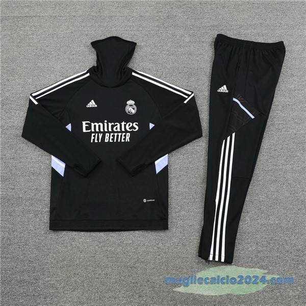 Set Completo Sudadera Formazione Bambino Real Madrid 2022 2023 Nero Purpureo Poco Prezzo