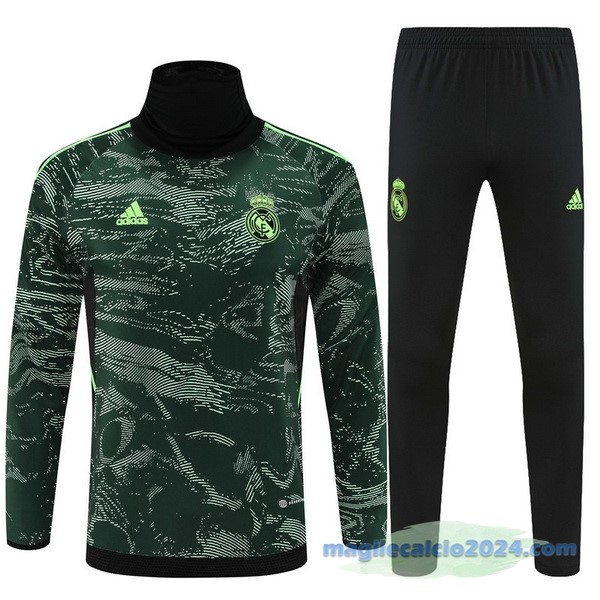 Set Completo Sudadera Formazione Bambino Real Madrid 2022 2023 Verde Nero Poco Prezzo