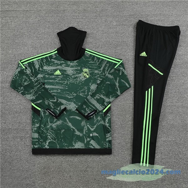 Set Completo Sudadera Formazione Bambino Real Madrid 2022 2023 Verde Nero Poco Prezzo