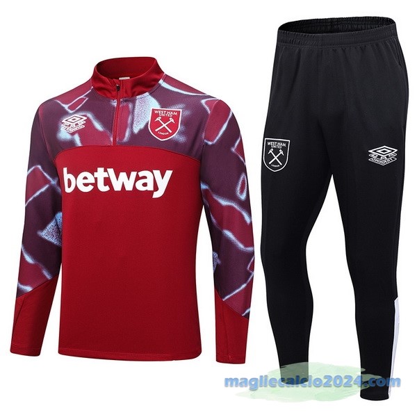 Set Completo Sudadera Formazione Bambino West Ham United 2022 2023 Rosso Nero Poco Prezzo