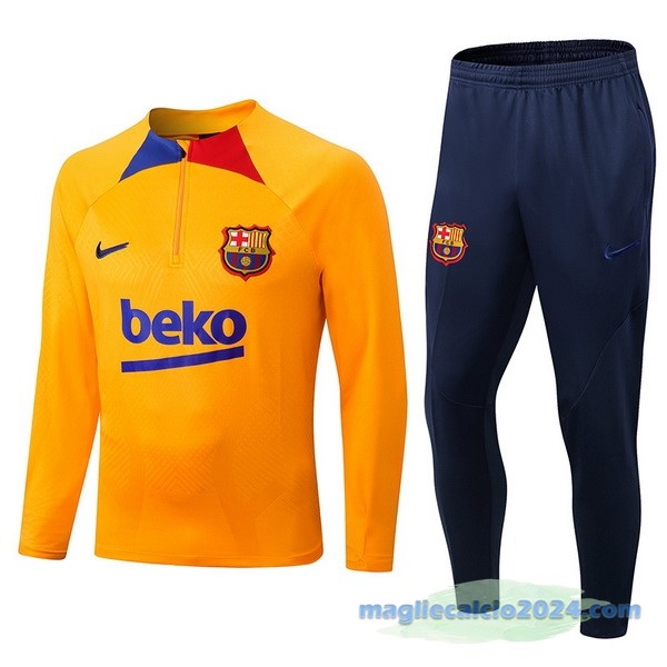 Set Completo Sudadera Formazione Barcelona 2022 2023 Arancione Azul Poco Prezzo