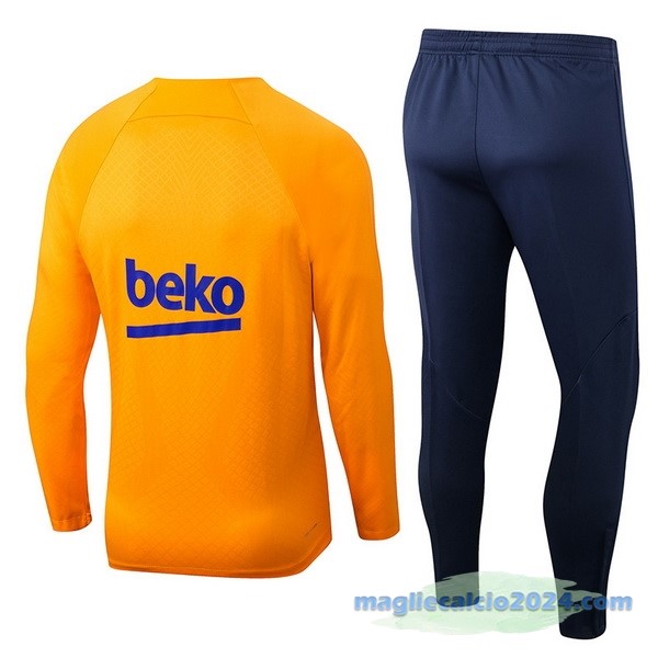 Set Completo Sudadera Formazione Barcelona 2022 2023 Arancione Azul Poco Prezzo