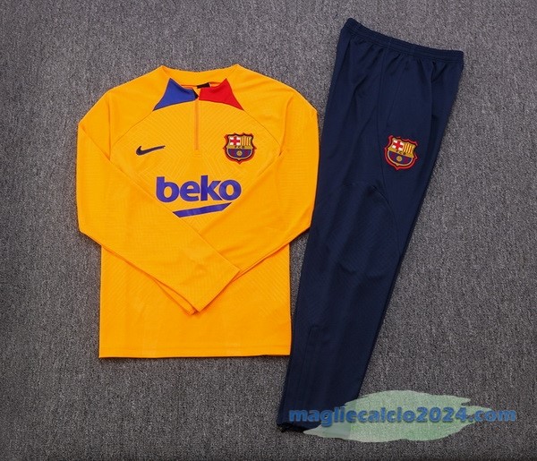 Set Completo Sudadera Formazione Barcelona 2022 2023 Arancione Azul Poco Prezzo