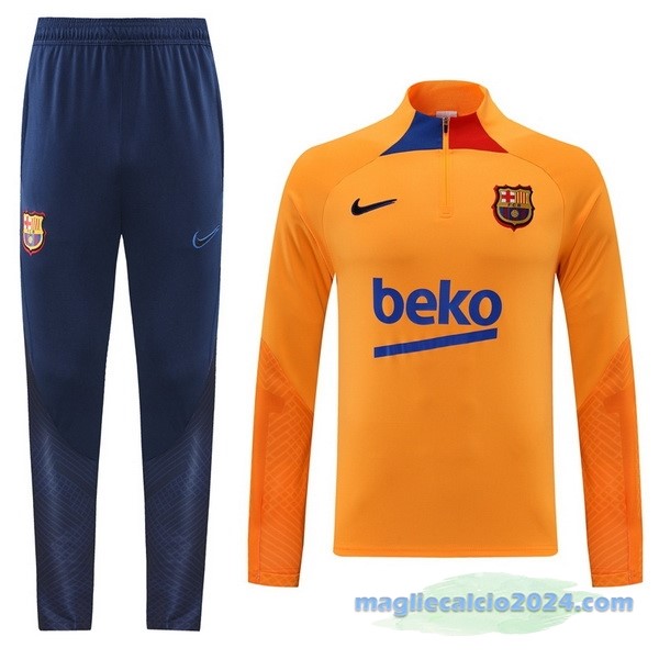 Set Completo Sudadera Formazione Barcelona 2022 2023 Azul Giallo Poco Prezzo