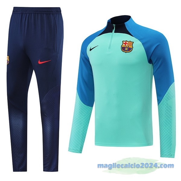 Set Completo Sudadera Formazione Barcelona 2022 2023 Azul Navy Verde Poco Prezzo