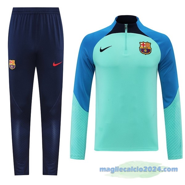 Set Completo Sudadera Formazione Barcelona 2022 2023 Azul Navy Verde Poco Prezzo