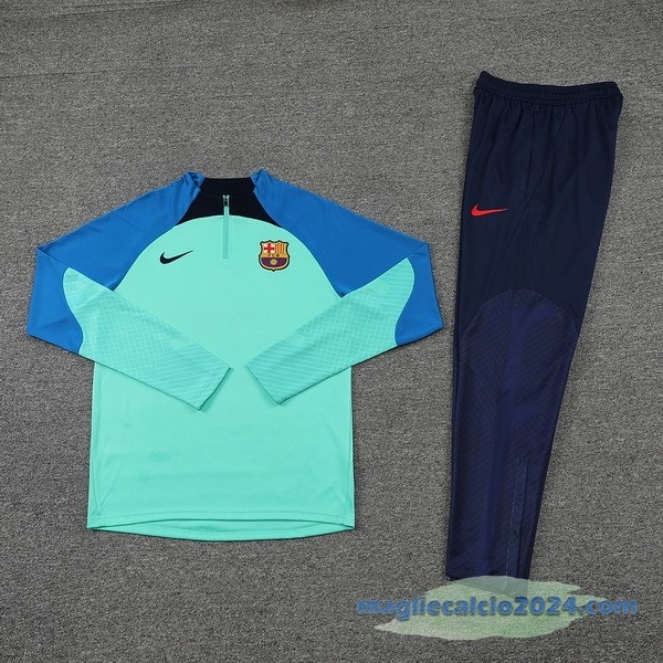 Set Completo Sudadera Formazione Barcelona 2022 2023 Azul Navy Verde Poco Prezzo