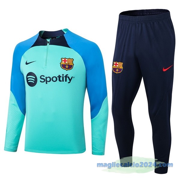 Set Completo Sudadera Formazione Barcelona 2022 2023 Azul Verde Poco Prezzo