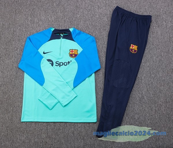 Set Completo Sudadera Formazione Barcelona 2022 2023 Azul Verde Poco Prezzo