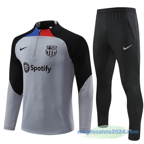 Set Completo Sudadera Formazione Barcelona 2022 2023 Grigio Nero Poco Prezzo