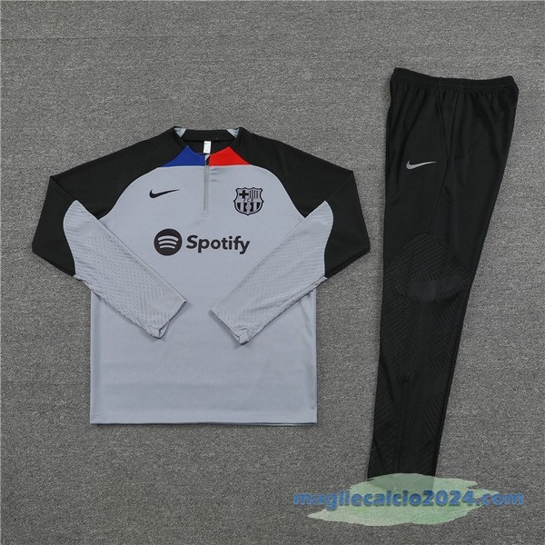 Set Completo Sudadera Formazione Barcelona 2022 2023 Grigio Nero Poco Prezzo