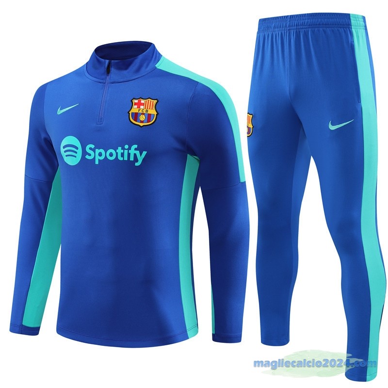 Set Completo Sudadera Formazione Barcelona 2023 2024 Azul Verde Poco Prezzo