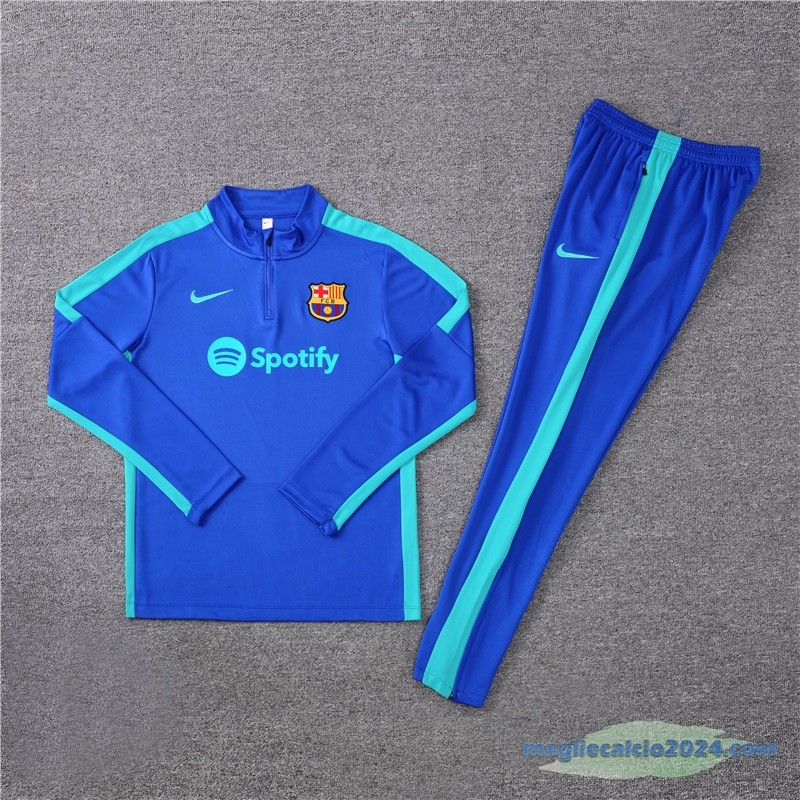 Set Completo Sudadera Formazione Barcelona 2023 2024 Azul Verde Poco Prezzo