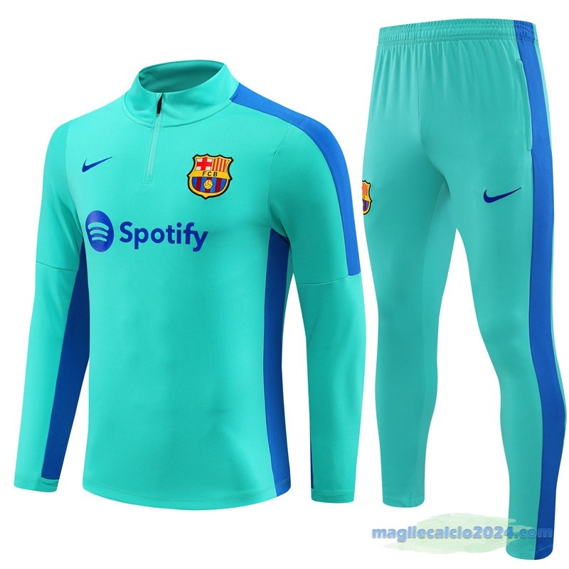 Set Completo Sudadera Formazione Barcelona 2023 2024 Verde Azul Poco Prezzo