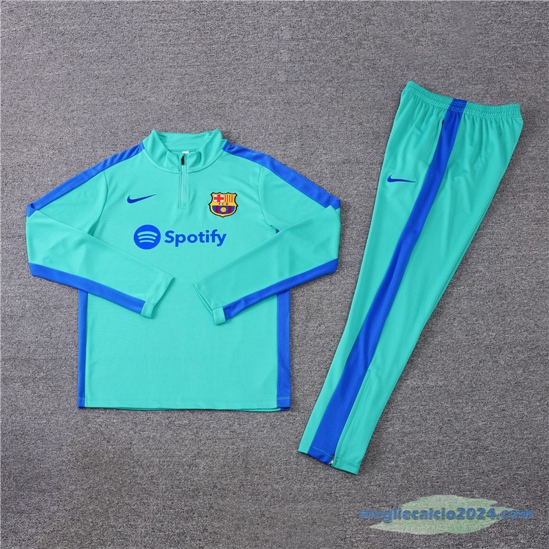 Set Completo Sudadera Formazione Barcelona 2023 2024 Verde Azul Poco Prezzo