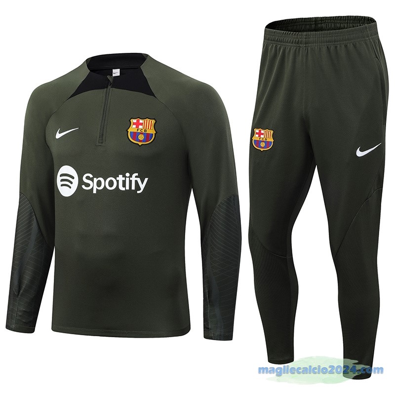 Set Completo Sudadera Formazione Barcelona 2023 2024 Verde Navy Poco Prezzo