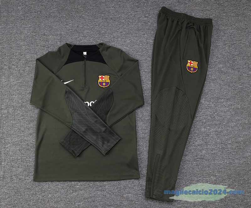 Set Completo Sudadera Formazione Barcelona 2023 2024 Verde Navy Poco Prezzo