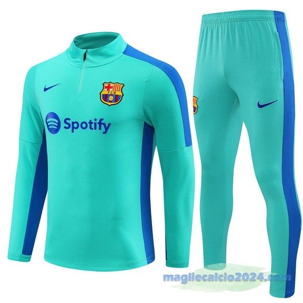 Set Completo Sudadera Formazione Barcelona Bambino 2023 2024 Verde Azul Poco Prezzo