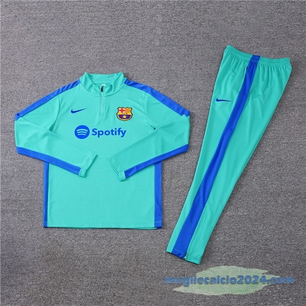 Set Completo Sudadera Formazione Barcelona Bambino 2023 2024 Verde Azul Poco Prezzo