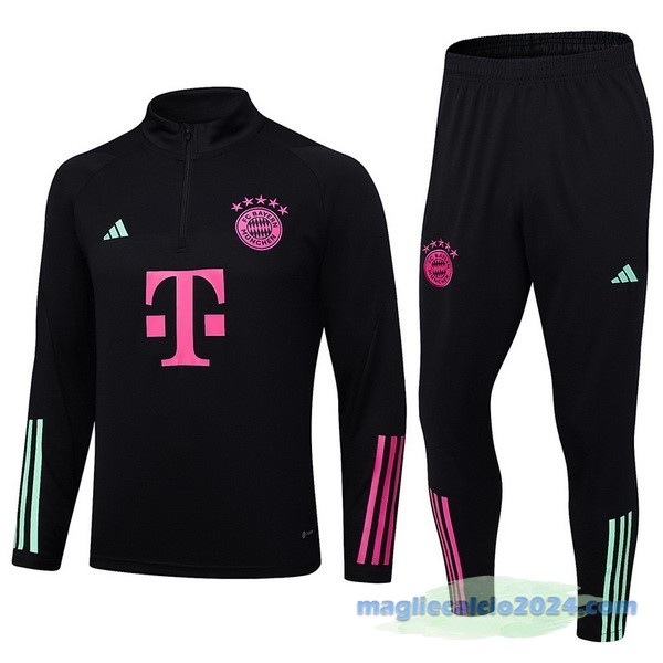Set Completo Sudadera Formazione Bayern Múnich 2023 2024 Nero I Purpureo Poco Prezzo