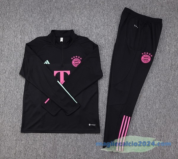 Set Completo Sudadera Formazione Bayern Múnich 2023 2024 Nero I Purpureo Poco Prezzo