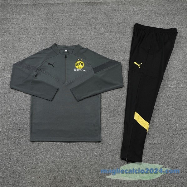 Set Completo Sudadera Formazione Borussia Dortmund 2022 2023 Grigio I Nero Poco Prezzo