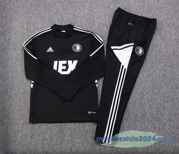 Set Completo Sudadera Formazione Feyenoord Rotterdam 2022 2023 Nero Poco Prezzo