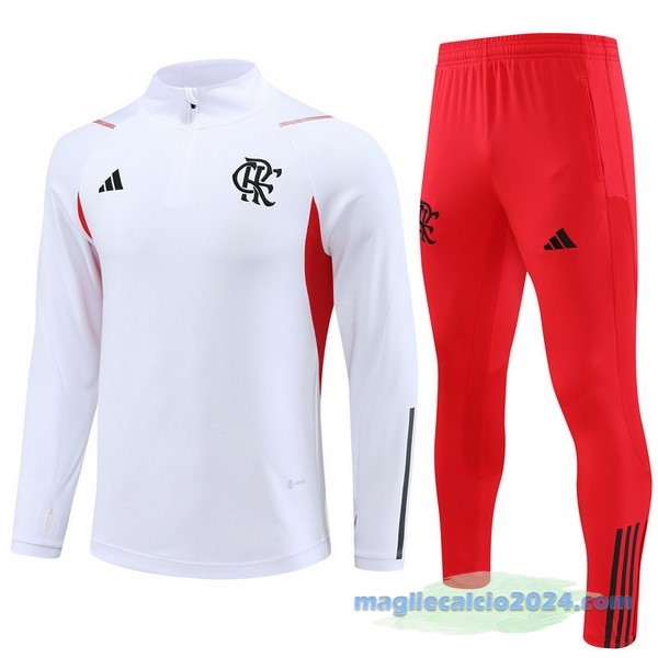 Set Completo Sudadera Formazione Flamengo 2023 2024 Bianco I Rosso Poco Prezzo