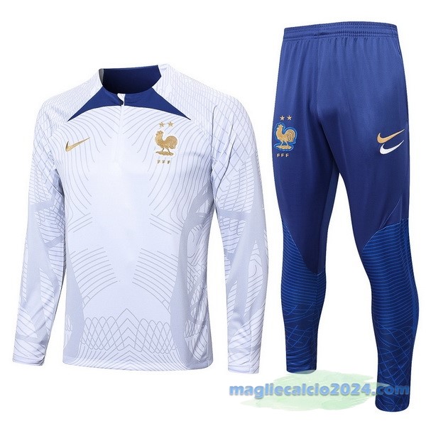 Set Completo Sudadera Formazione Francia 2022 Bianco Azul Poco Prezzo