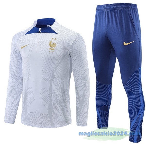 Set Completo Sudadera Formazione Francia 2022 Bianco I Azul Poco Prezzo
