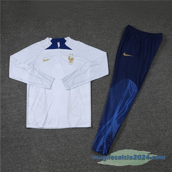 Set Completo Sudadera Formazione Francia 2022 Bianco I Azul Poco Prezzo