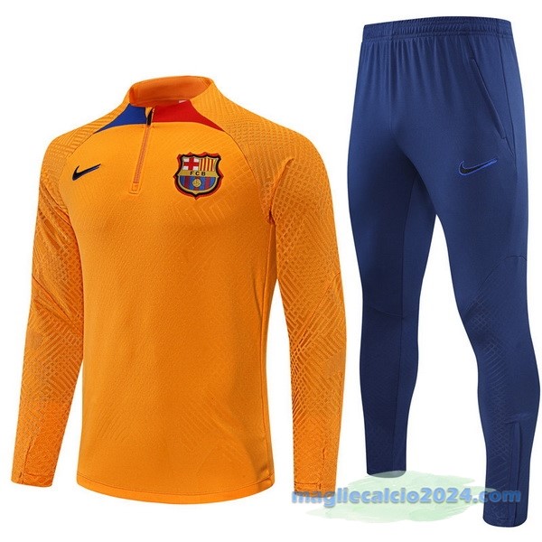 Set Completo Sudadera Formazione Giocatori Bambino Barcelona 2022 2023 Giallo Azul Poco Prezzo