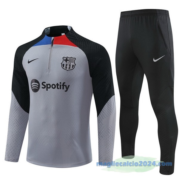 Set Completo Sudadera Formazione Giocatori Bambino Barcelona 2022 2023 Grigio Nero Poco Prezzo