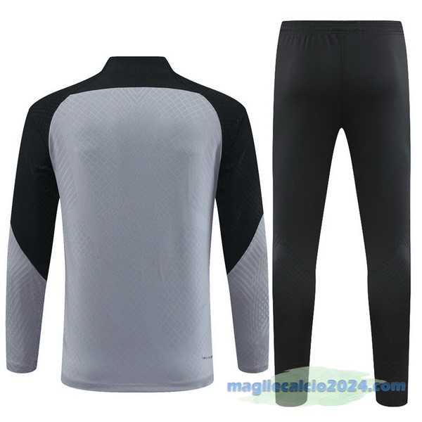 Set Completo Sudadera Formazione Giocatori Bambino Barcelona 2022 2023 Grigio Nero Poco Prezzo