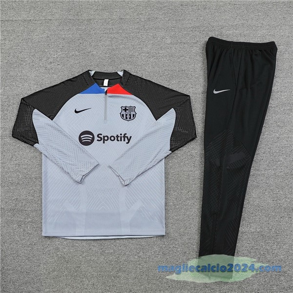 Set Completo Sudadera Formazione Giocatori Bambino Barcelona 2022 2023 Grigio Nero Poco Prezzo