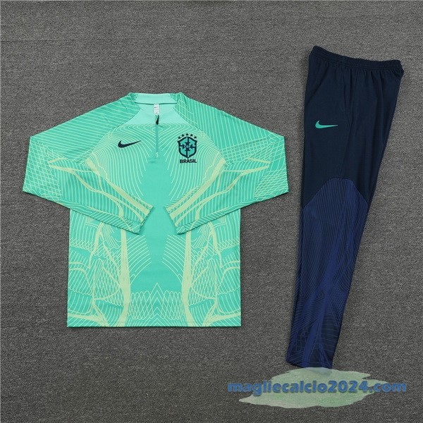 Set Completo Sudadera Formazione Giocatori Bambino Brasile 2022 Verde Azul Poco Prezzo