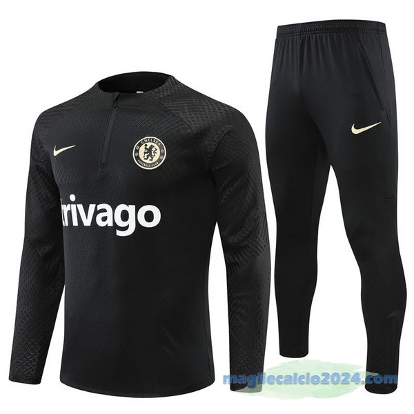 Set Completo Sudadera Formazione Giocatori Bambino Chelsea 2022 2023 Nero Poco Prezzo