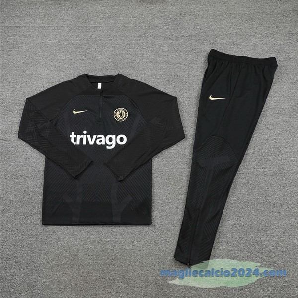 Set Completo Sudadera Formazione Giocatori Bambino Chelsea 2022 2023 Nero Poco Prezzo