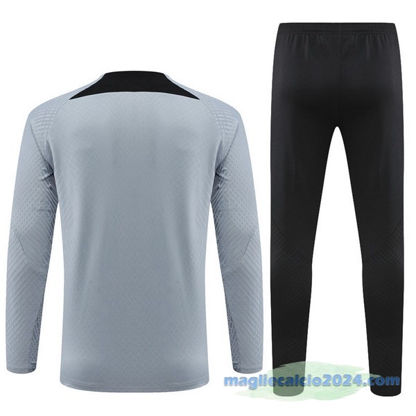 Set Completo Sudadera Formazione Giocatori Bambino Paris Saint Germain 2022 2023 Grigio Nero Poco Prezzo