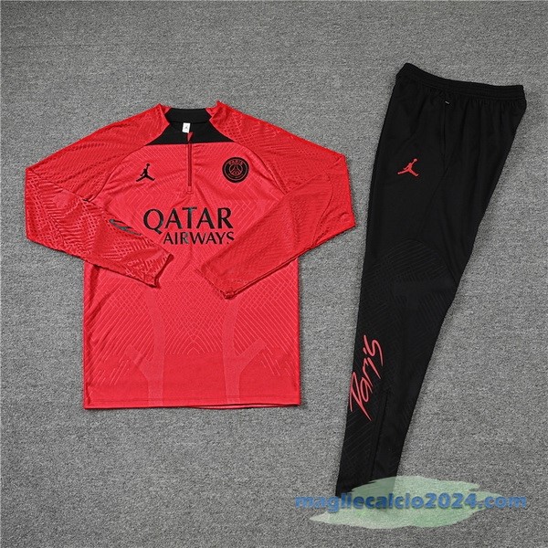 Set Completo Sudadera Formazione Giocatori Bambino Paris Saint Germain 2022 2023 Rosso Nero Poco Prezzo