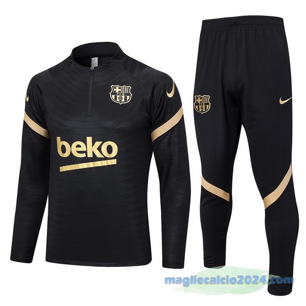 Set Completo Sudadera Formazione Giocatori Barcelona 2023 2024 Nero Giallo Poco Prezzo