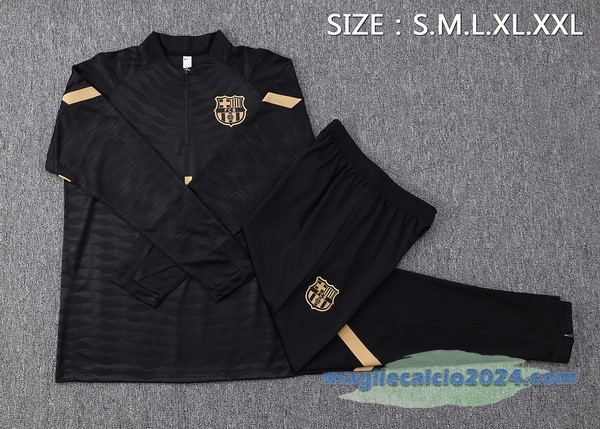 Set Completo Sudadera Formazione Giocatori Barcelona 2023 2024 Nero Giallo Poco Prezzo